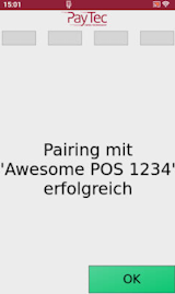 Pairing successful on terminal